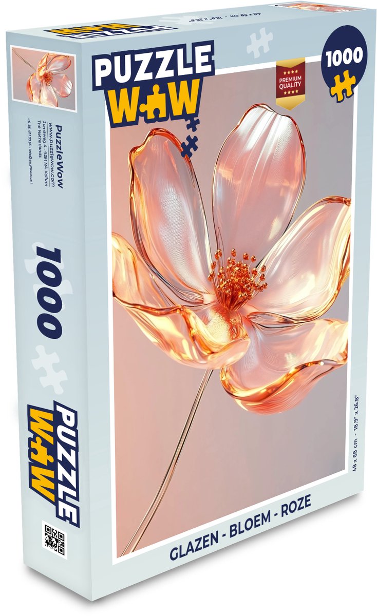 Puzzel Glazen - Bloem - Roze - Legpuzzel - Puzzel 1000 stukjes volwassenen