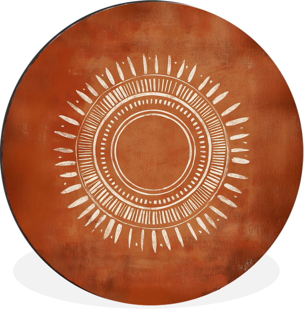 WallCircle Wandcirkel - Muurcirkel - Abstract - Lijnen - Zonnestralen - Roodbruin - Aluminium - Dibond - 140x140 cm - Binnen en Buiten Zonnestralen - Abstract