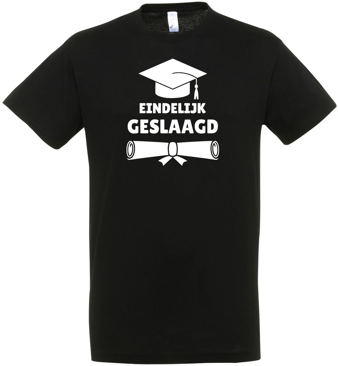 Eindelijk Geslaagd T-shirt - Geslaagd T-shirt - Geslaagd - Diploma - School - Trots - Zwart T-shirt - Maat M