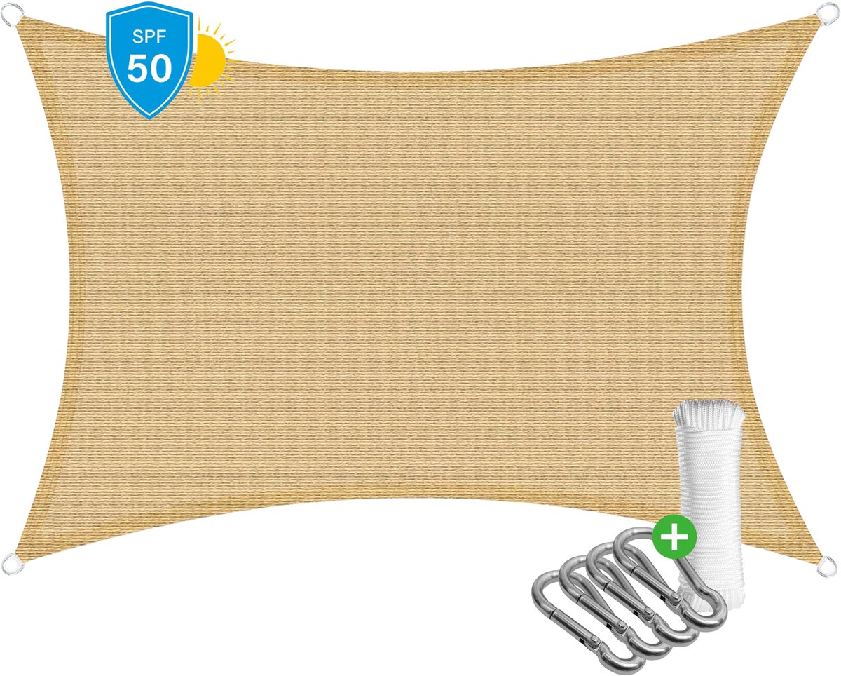 TravelHawk Schaduwdoek Rechthoek 2 x 3,8 m - Beige