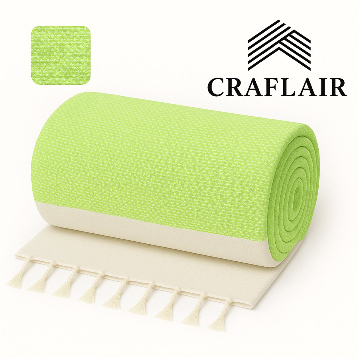 Craflair Lime Spirit – Luxe Hamamdoek – 100x200 cm – Lichtgewicht & Sneldrogend – 100% katoen