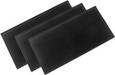 Afdruipmat - 3 stuks - Afwas Droogmat - Barmat - Mat met Afvoer - Accessoires voor Aanrecht - Gootsteenmat - PVC - Zwart - Antislip - 30 x 15 cm - Voor restaurants, koffiebars en bars