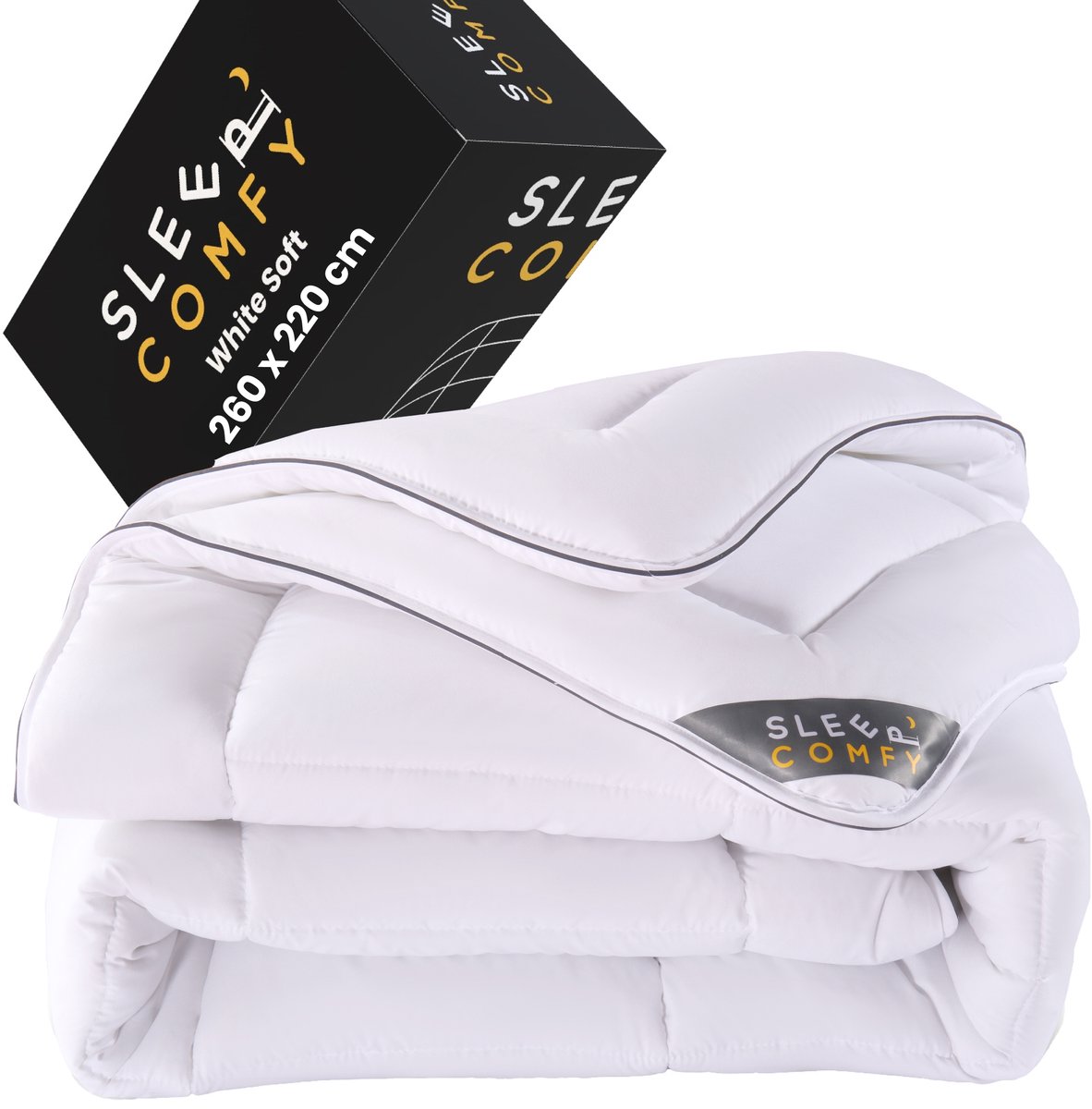 Sleep Comfy - White Soft Series - 260x220 cm - All Year Dekbed - Enkel Dekbed - Anti Allergie Dekbed - Comfort & Ademend - Lits-jumeaux & Tweepersoons Dekbed