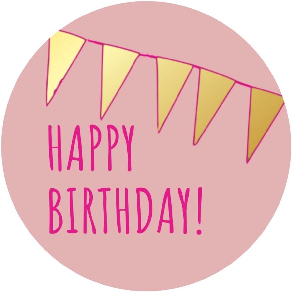 Stickers - "Happy Birthday!" - 39mm - 250 Stuks - Poeder Roze / Metallic Goud - Serie (Goldy Stickers) - Sluitsticker - Etiketten - Stickers Bullet Journal - Volwassenen / Kinderen - Cadeaus - Decoratie