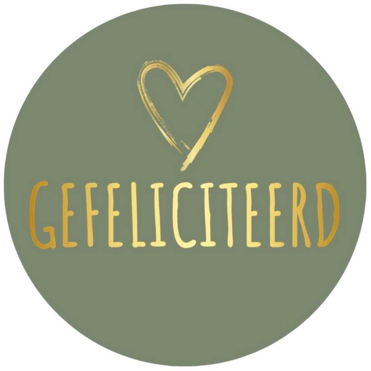 Stickers - "Gefeliciteerd" - 39mm - 250 Stuks - Olijf Groen / Metallic Goud - Serie (Goldy Stickers) - Sluitsticker - Etiketten - Stickers Bullet Journal - Volwassenen / Kinderen - Cadeaus - Decoratie