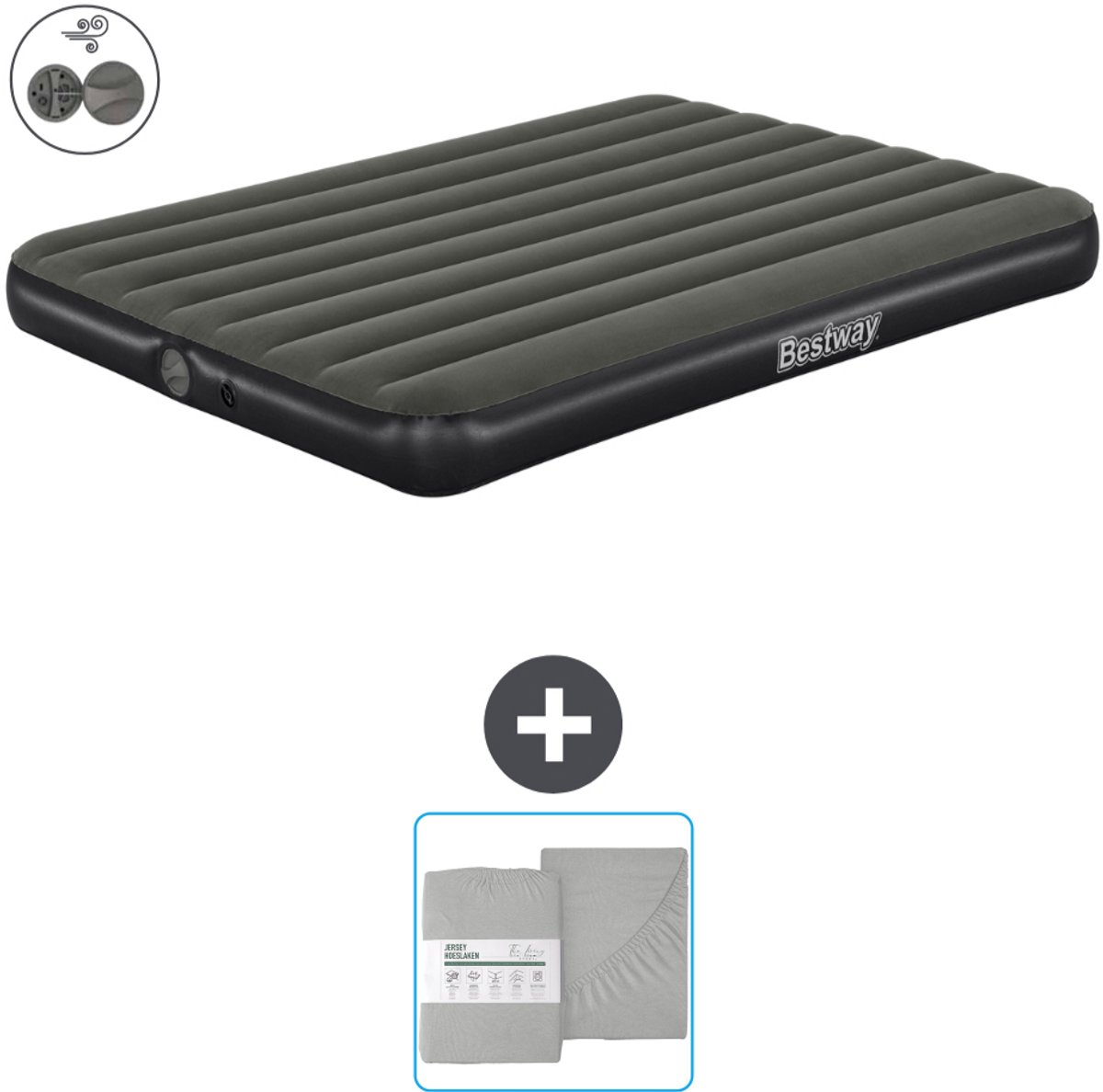 Bestway luchtbed - 2-Persoons - 152 x 203 x 25 cm - Groen - Inclusief pomp en Hoeslaken
