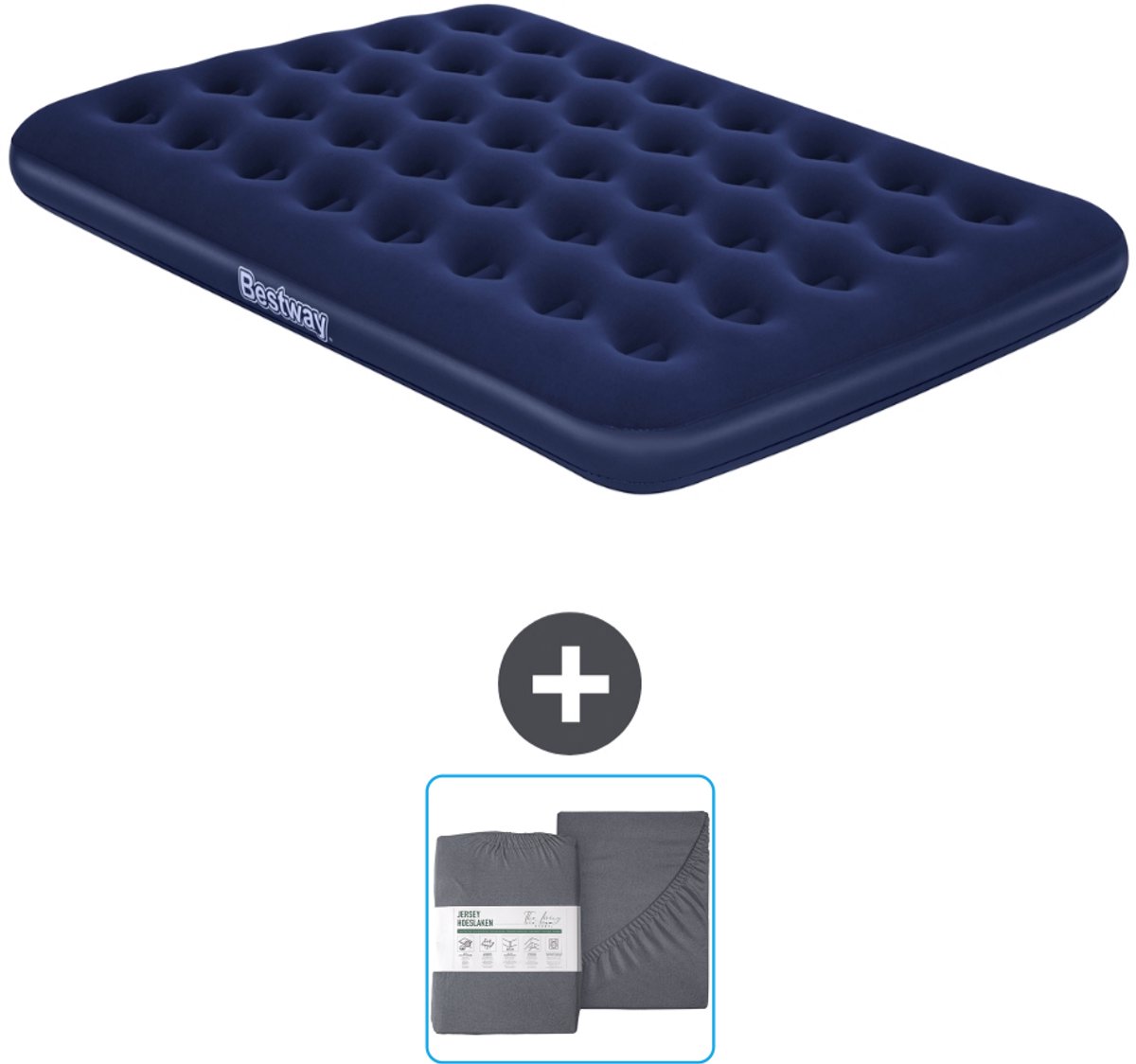 Bestway luchtbed - Twijfelaar - 137 x 191 x 22 cm - Blauw - Inclusief en Hoeslaken