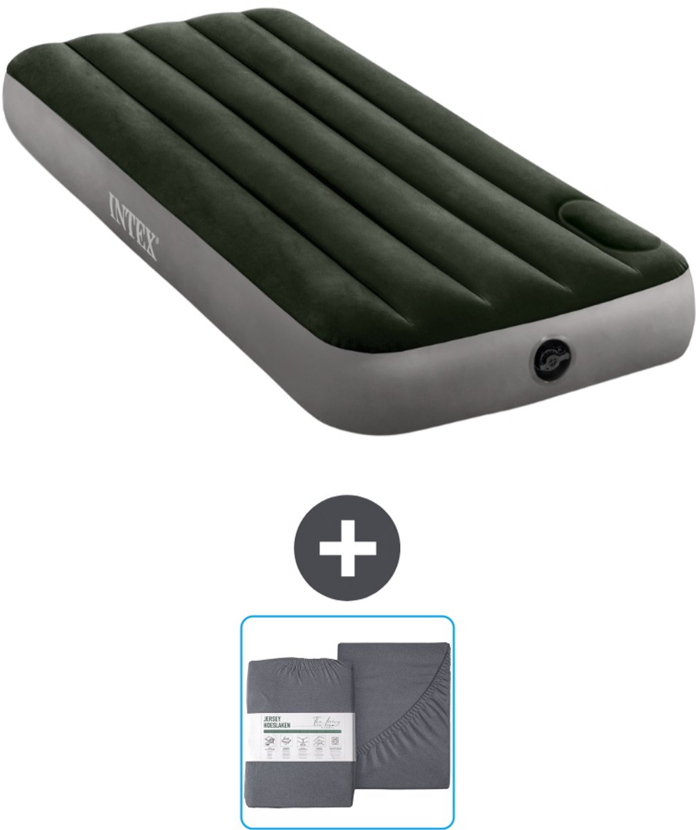 Intex Luchtbed - 1-Persoons - 76 x 191 x 25 cm - Groen - Inclusief en Hoeslaken