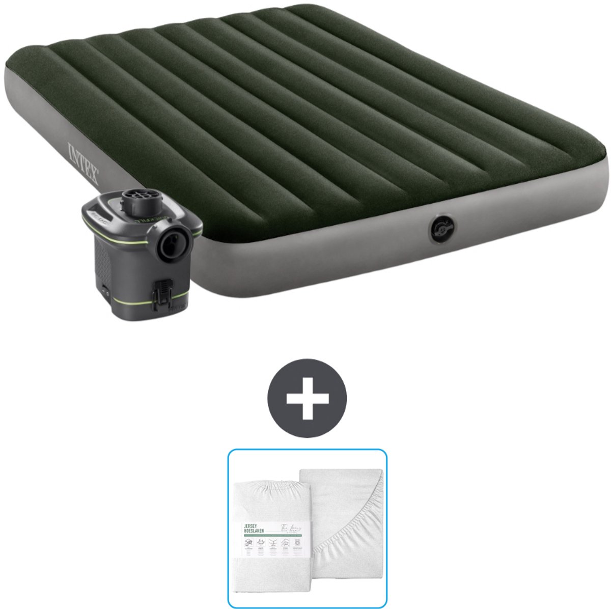 Intex Luchtbed - 2-Persoons - 152 x 203 x 25 cm - Groen - Inclusief pomp en Hoeslaken