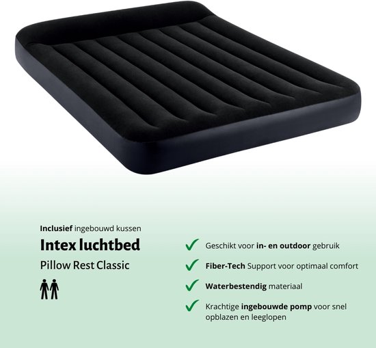 Intex Luchtbed - 2-Persoons - 152 x 203 x 25 cm - Blauw - Inclusief pomp en Hoeslaken van Intex — afbeelding 3