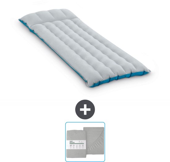 Tapis de camping Intex - 1 personne - 67 x 184 x 17 cm - Blauw - Hoeslaken inclus