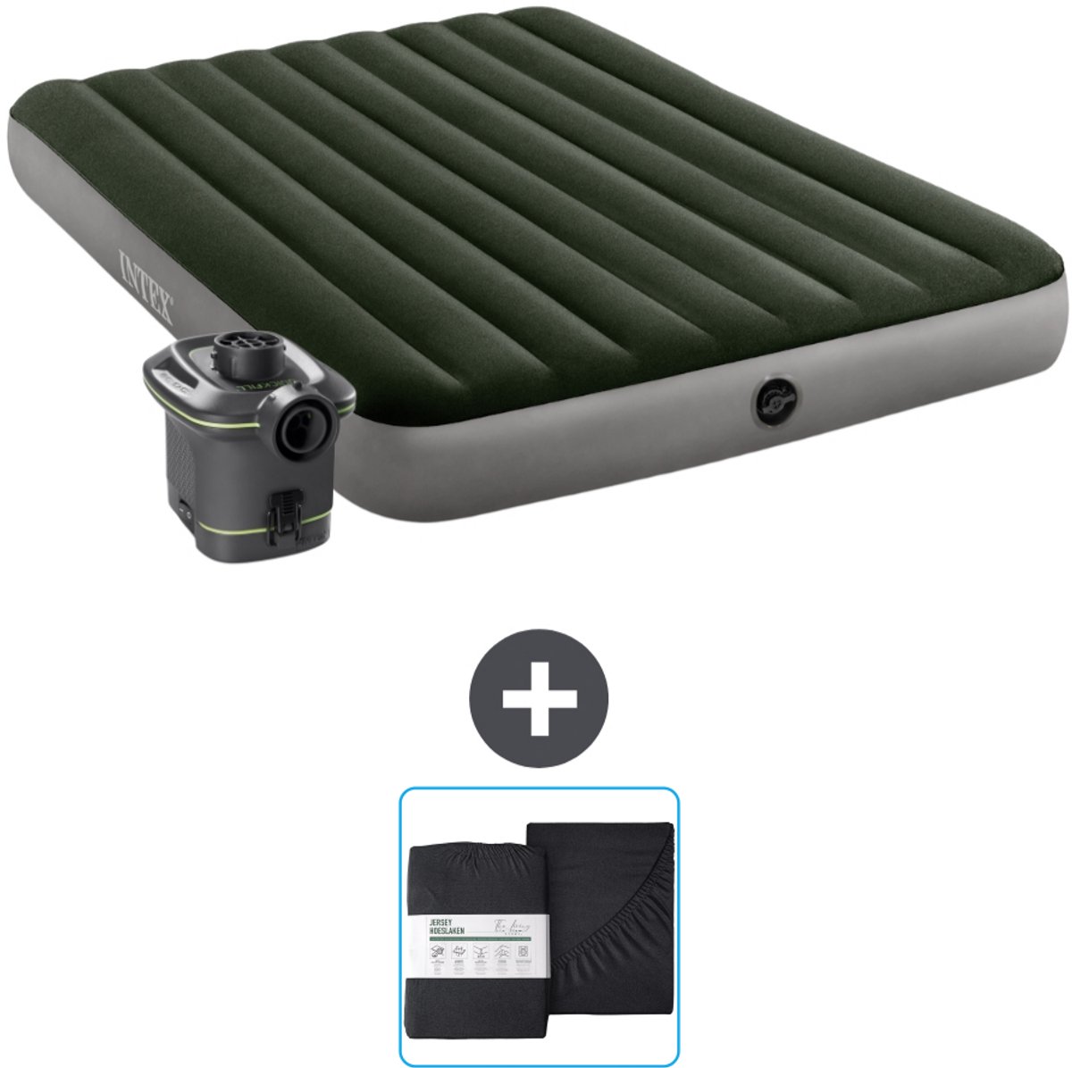 Intex Luchtbed - 2-Persoons - 152 x 203 x 25 cm - Groen - Inclusief pomp en Hoeslaken
