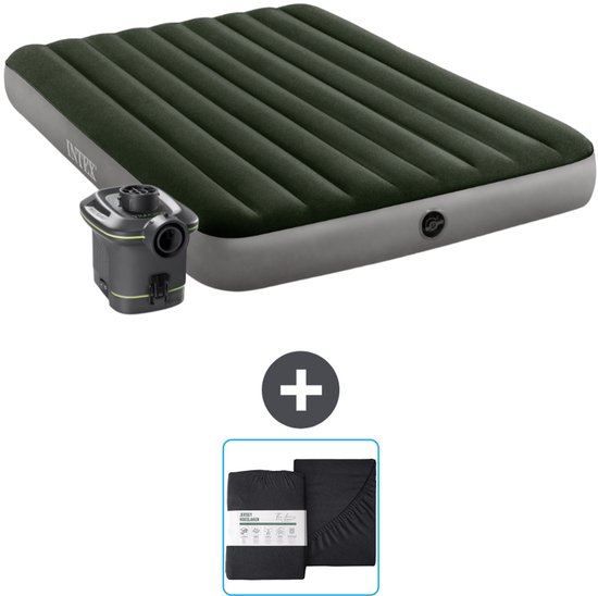 Intex Luchtbed Comfort Airbed Kit Queen, 230 V inclusief ingebouwde
