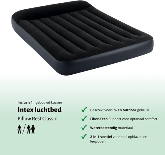 Intex Luchtbed - Twijfelaar - 137 x 191 x 25 cm - Donkerblauw - Inclusief en Hoeslaken van Intex — afbeelding 3