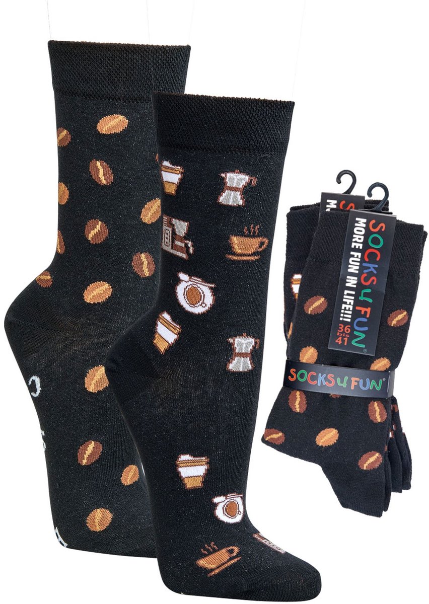 Sokken maat 42-47 | grappige sokken dames | grappige sokken heren | happy socks printjes | thema: Koffie | per 2 paar