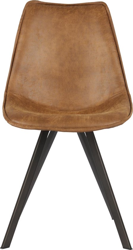 | WOOOD Swen Eetkamerstoel Cognac Set v2 Eetkamerstoel SWEN Leder Cognac