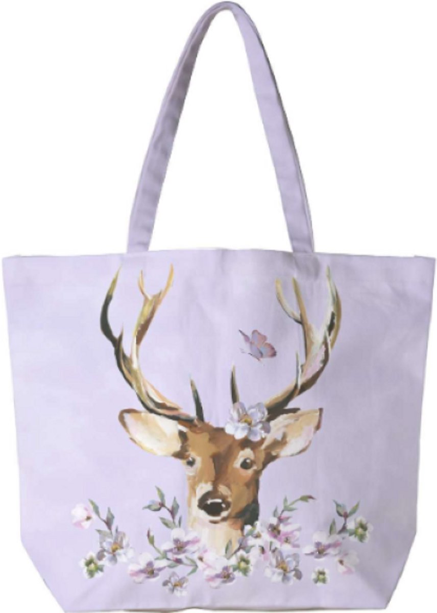 IHR Tas kleur Lila met print van Hert