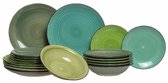 Bol.com Cookinglife Serviesset Delice Groen 18-delig – 6 Personen – Bevat 6 Dinerborden 6 Diepe Borden en 6 Ontbijtborden – Aard... aanbieding