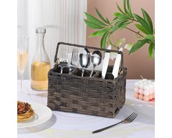 Nordic Minimalistische Zilverwerkhouder voor Feesten Plastic Bestekhouder Rieten Bestekhouder Bestekhouder met Handvat Lepel en Vork Organizer Bruine Bestekhouder voor Aanrecht