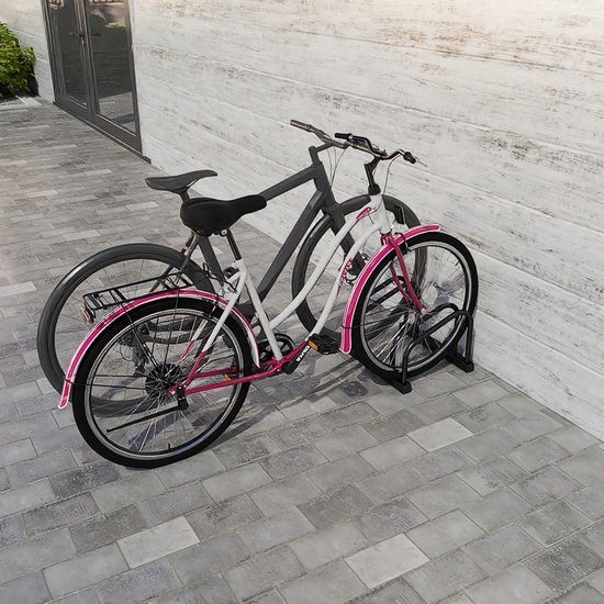 LZQ fietsenrek voor 2 fietsen | stalen multi-opstelpunt | roestvrijstalen standaard voor mountainbike, trekkingfiets en stadsfiets | vloer- en wandmontage | zilver