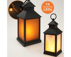 Narvie set van 2 LED-lantaarn met Vlamoptiek - Creëer een Gezellige Sfeer in Stijl - Batterij-aangedreven Binnen- en Buitenlamp
