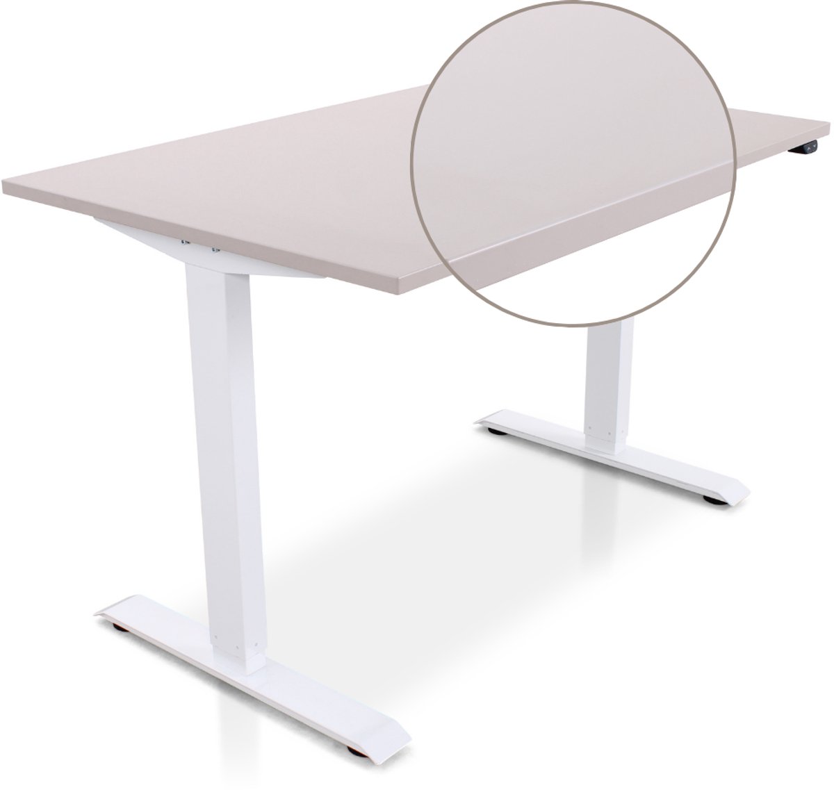 Multi Ratio Lineaflex MRC EASY Zit-Sta Bureau – Elektrisch Verstelbaar – 120x80 cm – Blad Sand Grey – Wit Frame – Inclusief Stekkerdoos & Kabelklemmen