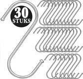 30 Stuks - Zilver Metaal S Vormige Haken - 7cm Lengte - Ophanghaken - Haakjes voor Keuken, Badkamer & Tuin - Kledinghangers - Jashaak Hangers - Handdoekhaakjes - Keukengerei Organizer Haak - Kapstok S-haken - Vleeshaken - Muurhaak