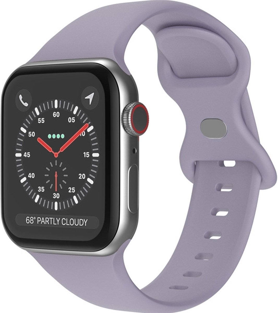 Mobigear Siliconen Watch bandje geschikt voor Apple Watch Bandje Druksluiting | Mobigear Sport Dual - 49/46/45/44 mm - Lavender Grey