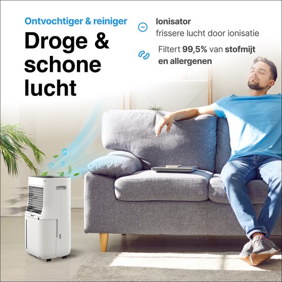 Luchtreiniger met HEPA-filter, PM2, ionisator, LED-touchscreen, 3