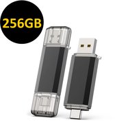 USB Stick 256 GB - USB-Sticks - USB C Stick - USB C en USB A - USB 3.0 - Universeel - Geschikt voor laptops, smartphones en tablets