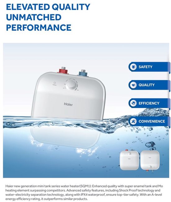 Haier (ES15V-SQM2) Close-in keukenboiler 15 liter 1500W (Energieklasse A) - Incl. bevestigingsmateriaal