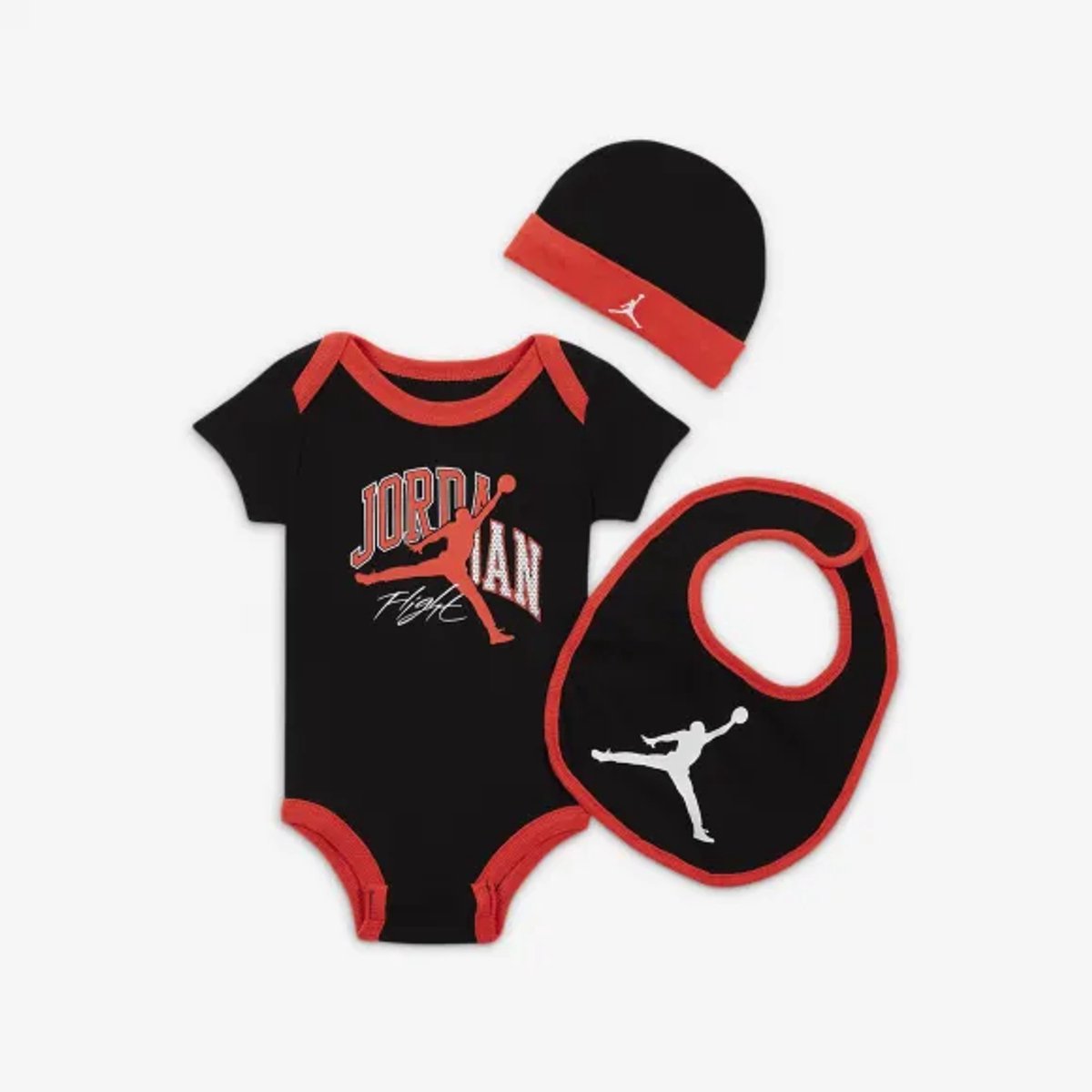 Nike Jordan Babyset Romper/Muts/Slabber 0-6 maanden Giftset Zwart