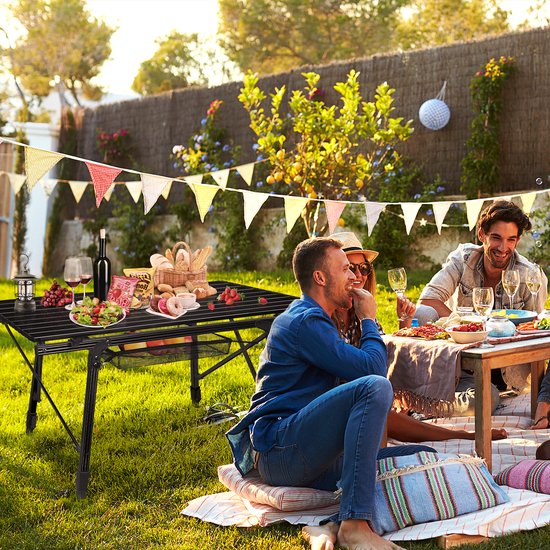 Aufun opvouwbare campingtafel, inklapbare tafel met aluminium frame, in hoogte verstelbaar, tuintafel en buffettafel, met draagtas, voor camping en balkon, 90 x 52 x 45 cm, zwart van Aufun — afbeelding 5