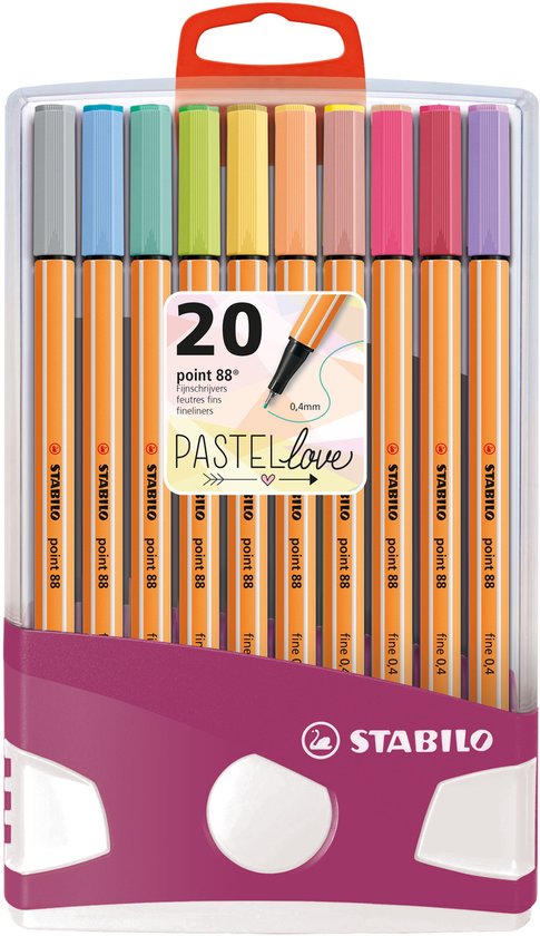 Feutre fin - STABILO point 88 - PastelParade avec 20 fineliners - 10 couleurs pastel +... | bol