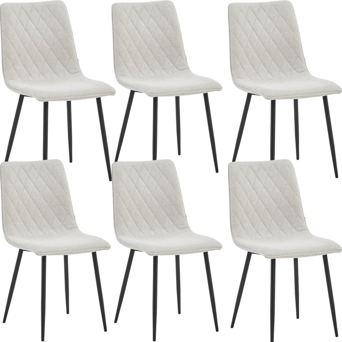 Colenis Elise Eetkamerstoel - Set Van 6 - Gebroken Wit - Linnen Stof - Industrieel