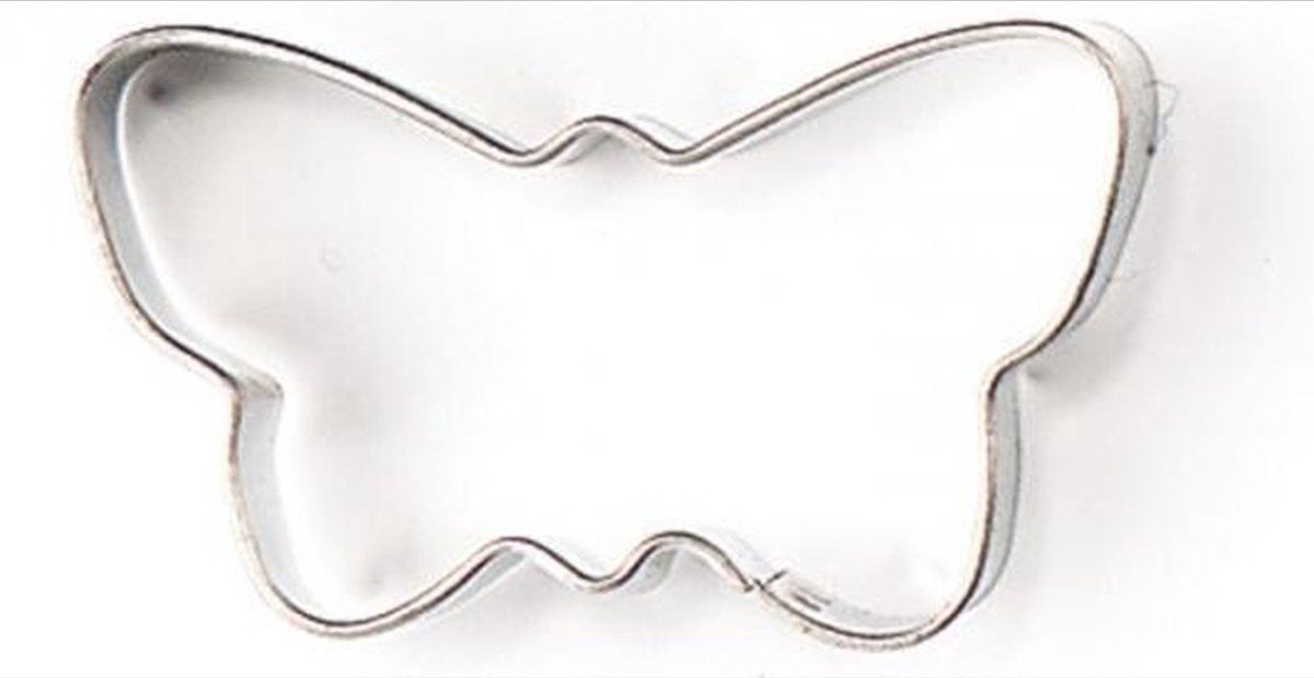 *** Koekjes uitsteker Vlinder Butterfly - Uitsteekvorm Vlinder 5 X 3 X 1 Cm - Gemaakt van Hoogwaardig Blank Staal van Heble® ***