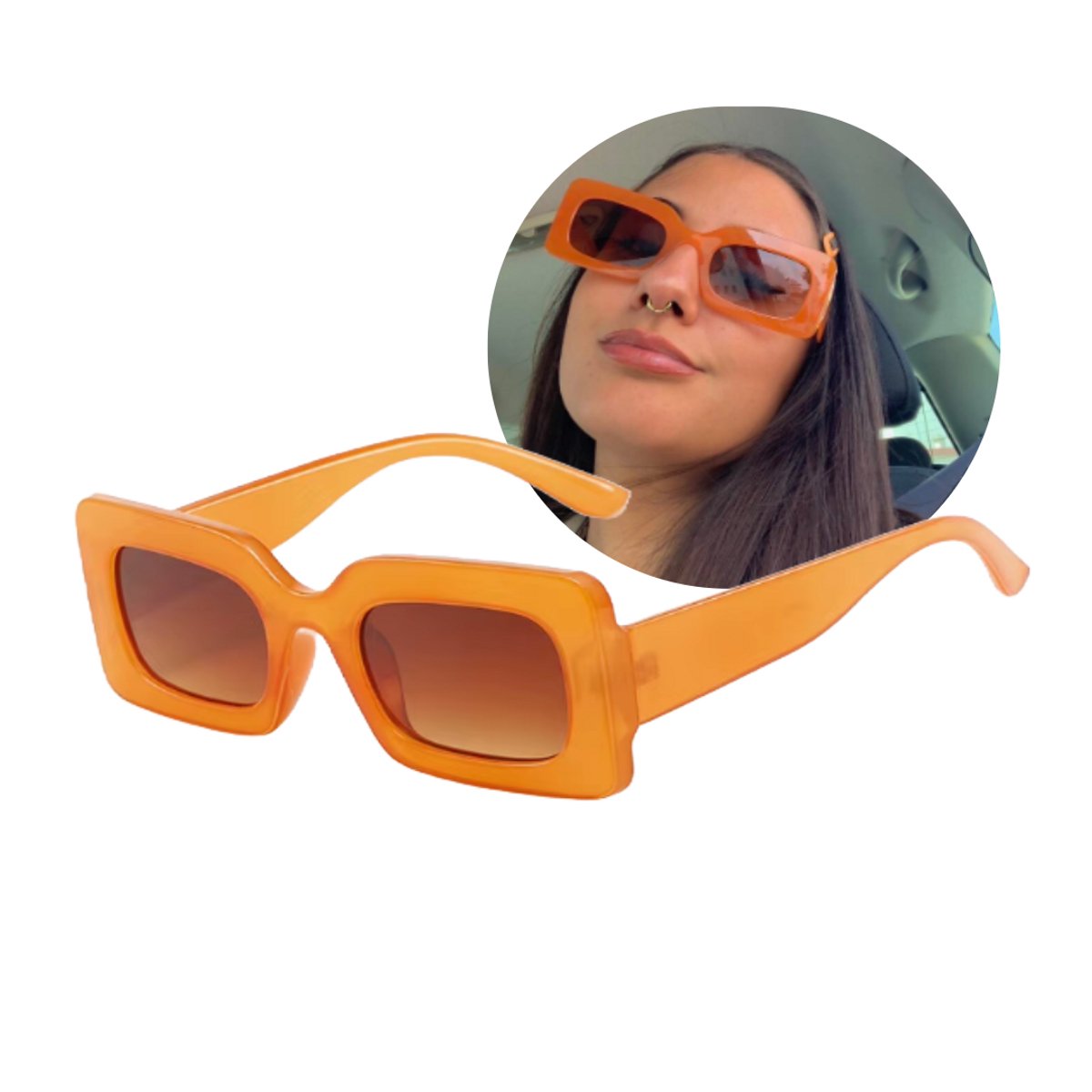 FLIPFLOP CLUB® The Yelly Oranje Zonnebril | Oranje Bril - Vierkant Montuur - Accessoires - Zomer Festivals - Koningsdag - Olympische Spelen - EK WK Voetbal - Rave - Festival - Bril - Shades Eyewear Sunglasses