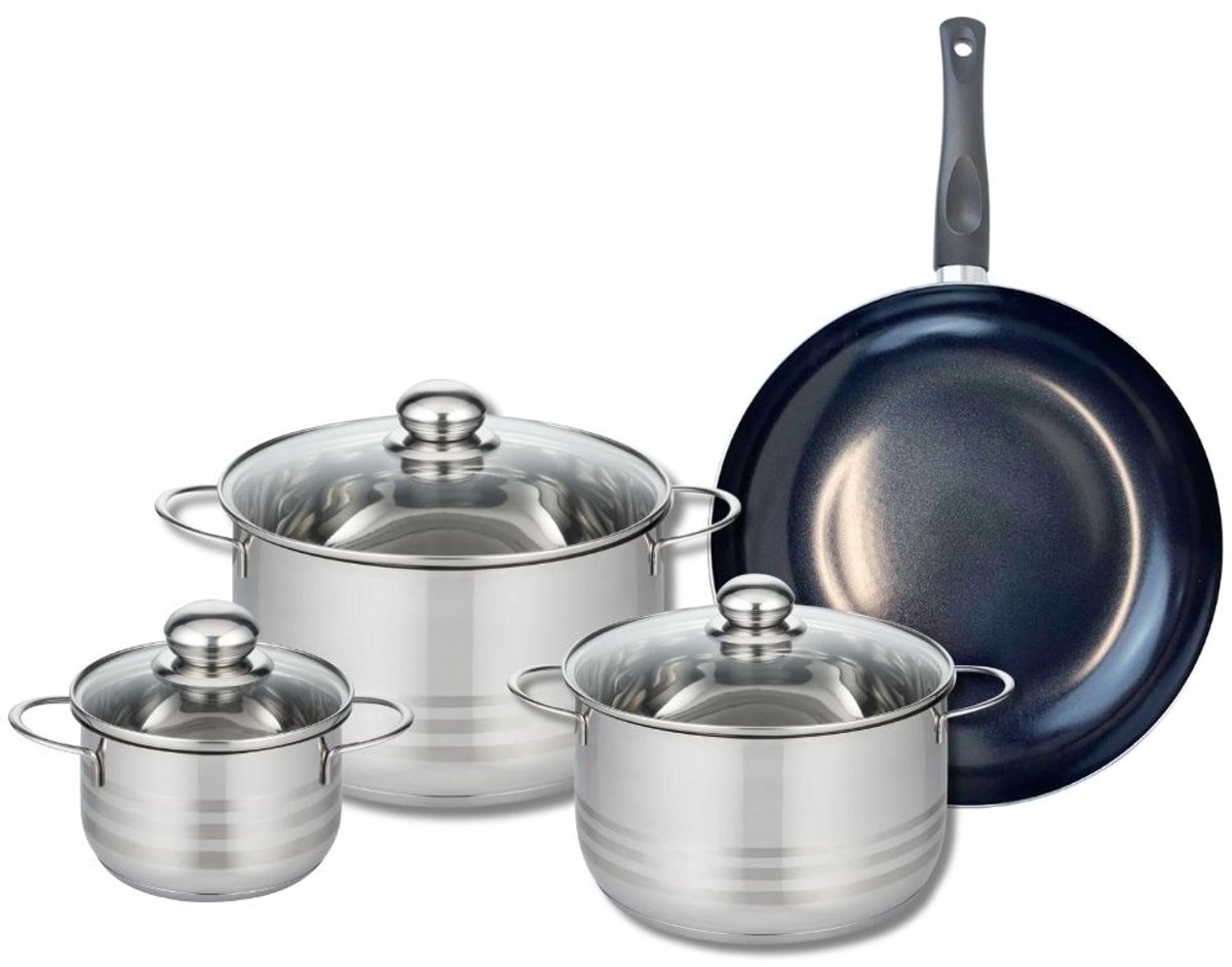 Set van 1 Koekenpan 28 cm en 3 kookpotten 14, 20 en 24 cm Elo Prima Brillant
