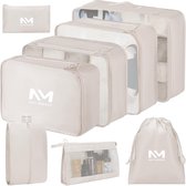 Packing Cubes 8-delig - Koffer Organizer Set - Bagage Organizers - Beige