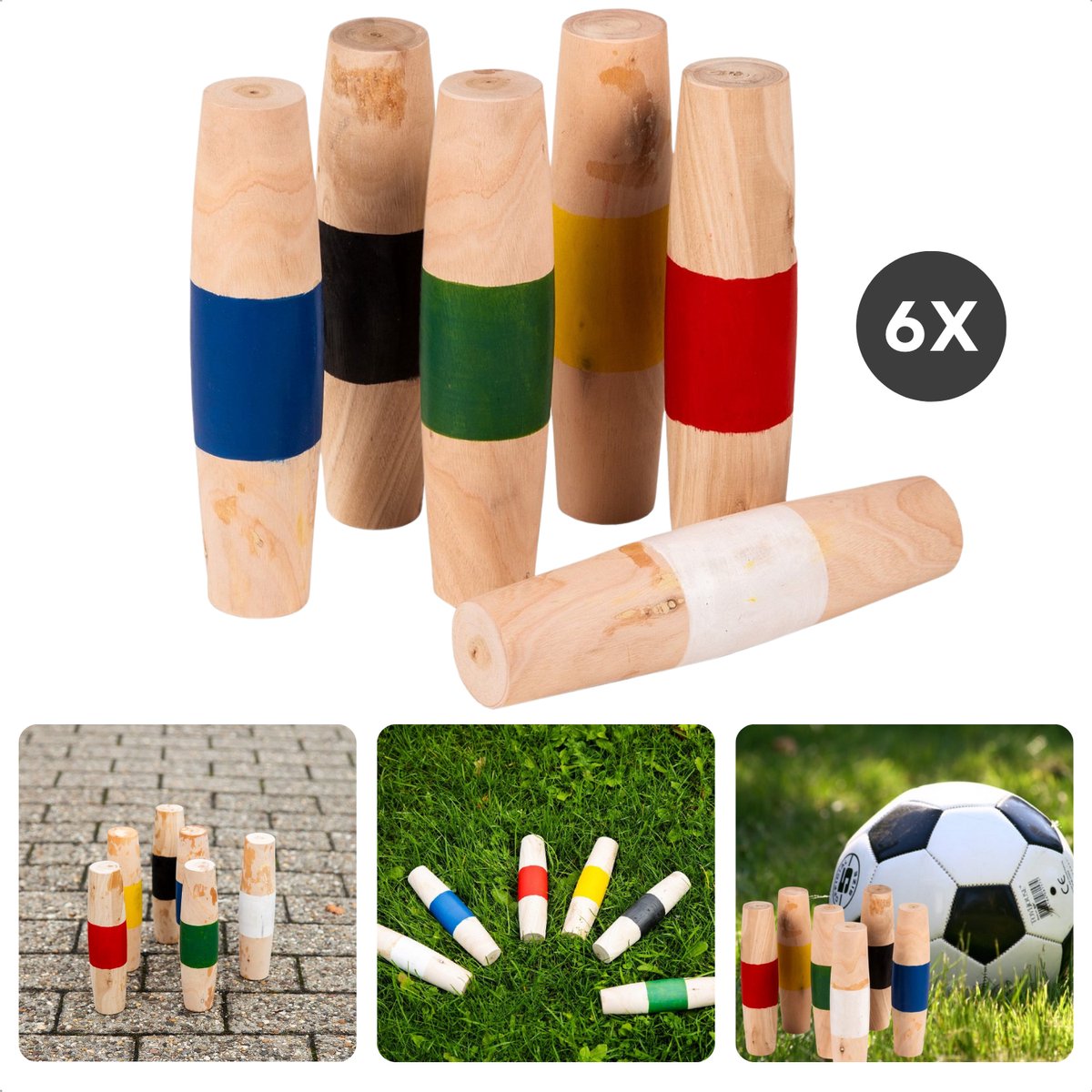 Cheqo® Paaltjes Voetbalspel - Voetbal Spel - Houten Kinderspel - Meerkleurig - Inclusief EBOOK