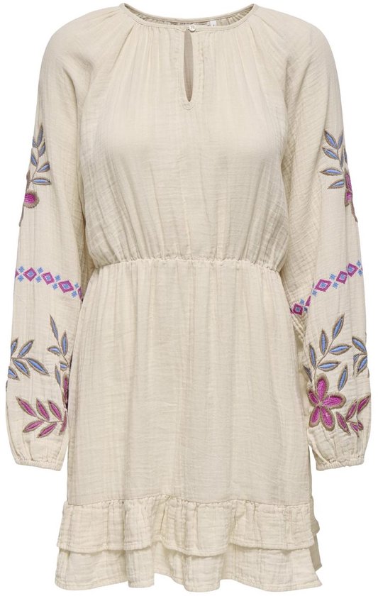 ONLY ONLBLAKE LIFE LS EMB DRESS WVN Dames Jurk - Pumice Stone