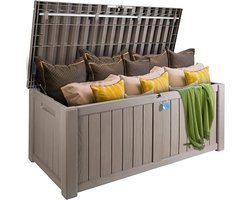 Opbergbox - Opbergbox Tuinkussenbox - Opbergbox Tuin - Waterdicht - Kunststof - Met Hangslot - Zitbank - Tafel - 378L