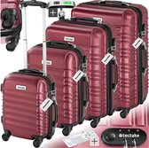 Bol.com tectake® - 4-delige kofferset met harde schaal - Reiskofferset met wielen - ABS - Telescopisch handvat en slot - Inclusi... aanbieding