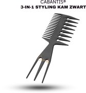 Cabantis® 3-in-1 Styling Kam Zwart – Brede Kapper Kam – 3-Way Tool voor Haarstyling – Unisex Haaraccessoire – Anti-Klit – Geschikt voor Alle Haartypes - Zwart