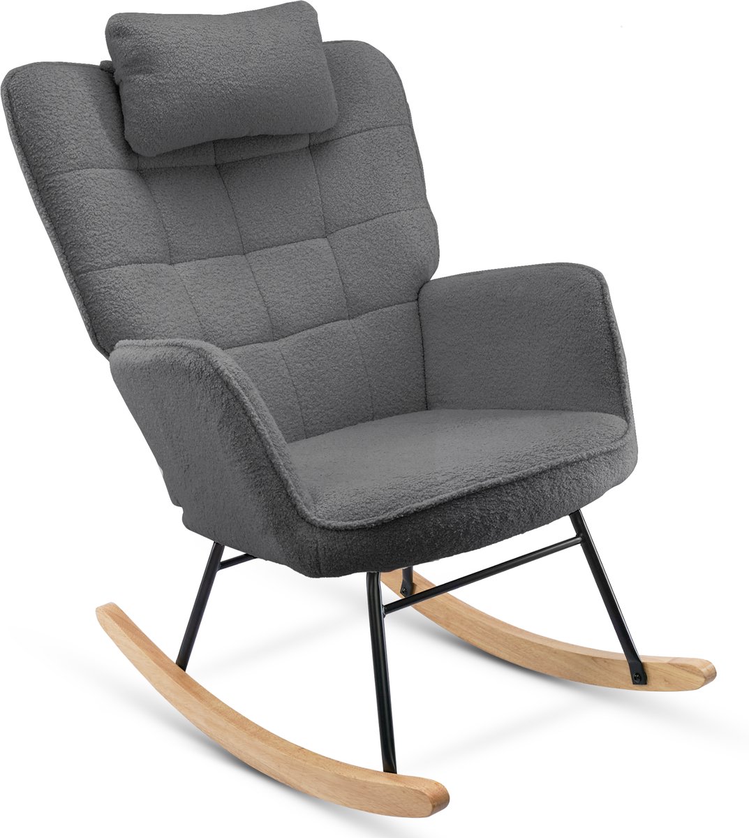 Schommelstoel - Stoelen - Meubels - Fauteuil - Grijs - 92 cm x 71 cm x 101 cm — afbeelding 2