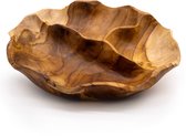 Maison Bold - Teakhouten schaal - Schalen - Handgemaakt - Teakhout - 3 secties - Natuurlijk gevormd - Bali - 40x24x5cm