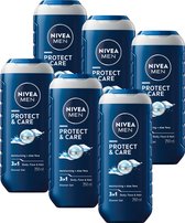 NIVEA MEN Protect & Care Douchegel - 3-in-1 Shower Gel Met aloë vera - Shampoo - Voordeelverpakking - 6 x 250 ml