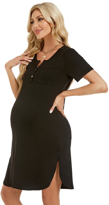 Lovasy Nachthemden für Damen Lange Laternenärmel Winter Schlafshirt