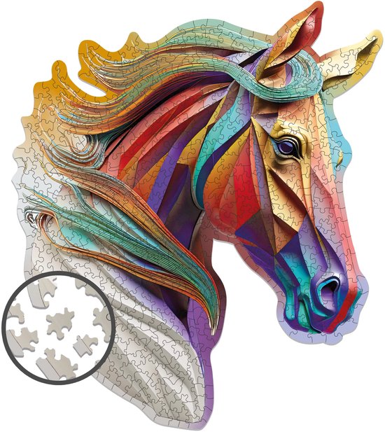 Milliwood - PH486 Puzzle en bois XXL Cheval éthéré | Kit de construction de Puzzles 3D | Jouets de Hobby pour enfants et adultes | Décoration murale Salon | 500 pièces 41,4x47,8cm | Dans un coffret cadeau de luxe | Cadeau de fête des mères