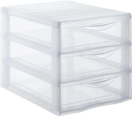 SUNDIS Tag Tower XL, schubladenbox aus Kunststoff mit Rädern, Schwarz, 3 transparente Schubladen, Höhe 64,5 cm, ideal zur Aufbewahrung von Büchern, Kursen, Dokumenten, Zubehör